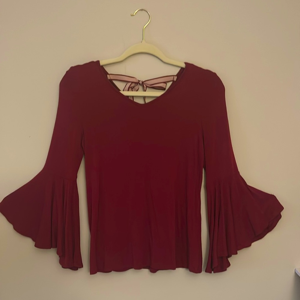 by&by Burgundy/Red Flowy Blouse